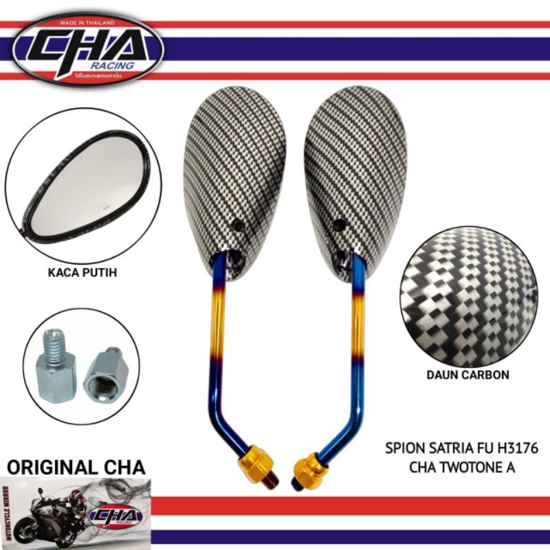 SPION CARBON TWOTONE MODEL STANDAR SATRIA FU DRAT 12 PLUS DRAT 14 YAMAHA HONDA UNIVERSAL-Twotone CHA