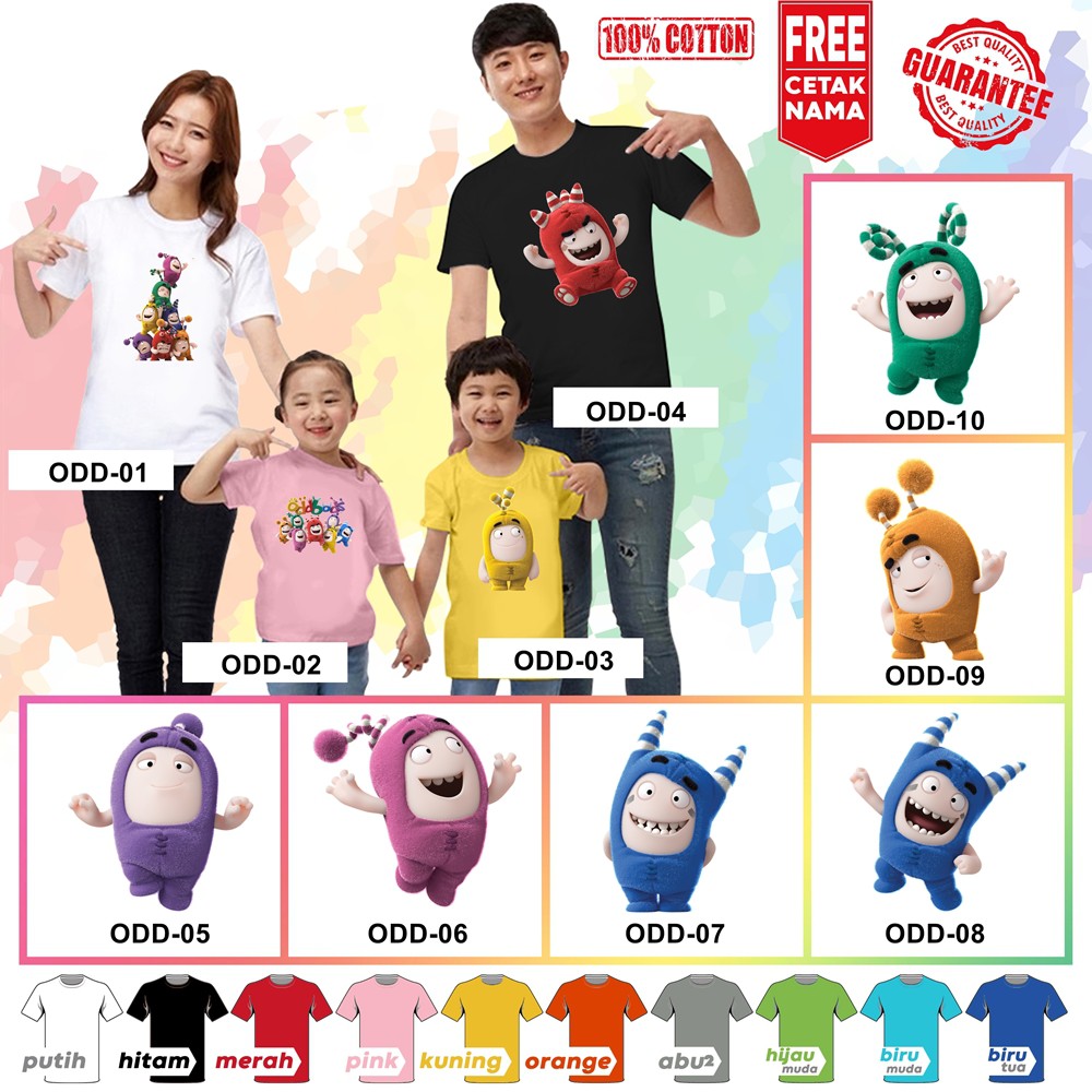 [FREE NAMA!!] Baju Kaos ANAK DAN DEWASA ODDBODS BANYAK MOTIF