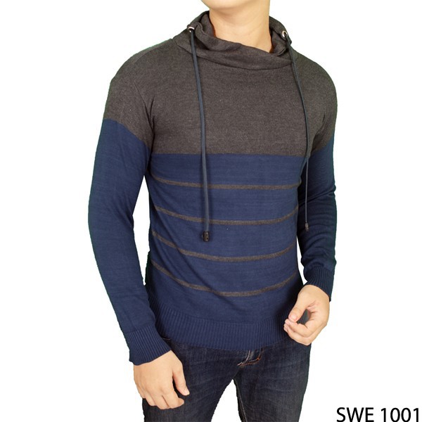 Sweater Harajuku Pria Rajut Abu Navy – SWE 1001