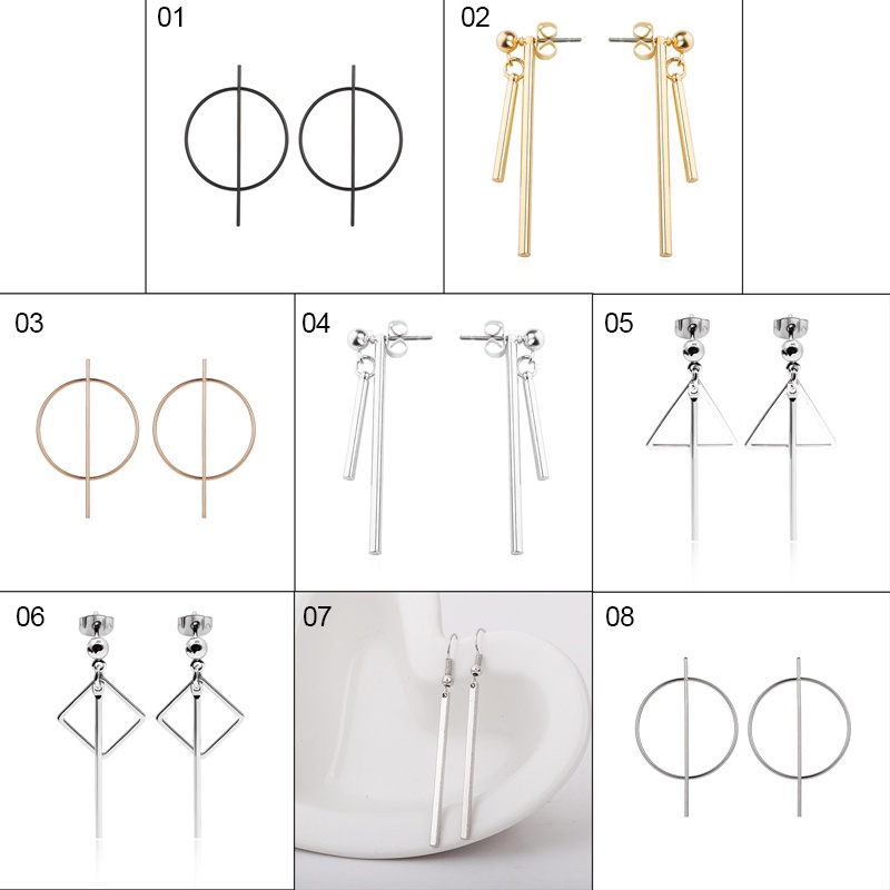 Anting Rumbai Panjang Bentuk Persegi Panjang Geometris Warna Emas Perak Untuk Wanita