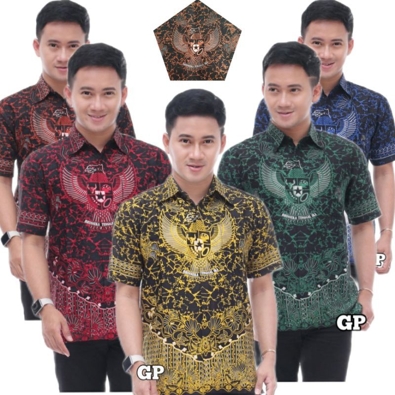 Baju Batik - Kemeja Batik Pria Songket garuda Pancasila - Seragam Batik