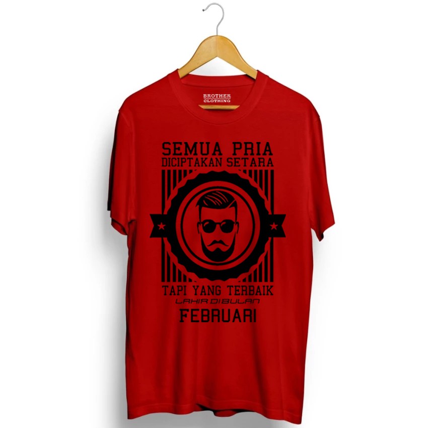 Kaos Distro Pria Terbaik Lahir Februari Black - Abu Misty Premium