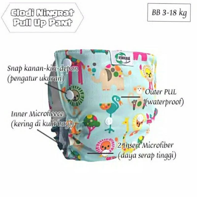 Clodi Ningrat Pull Up Pant 2 Insert cocok untuk New Born 3-18 kg Bisa COD