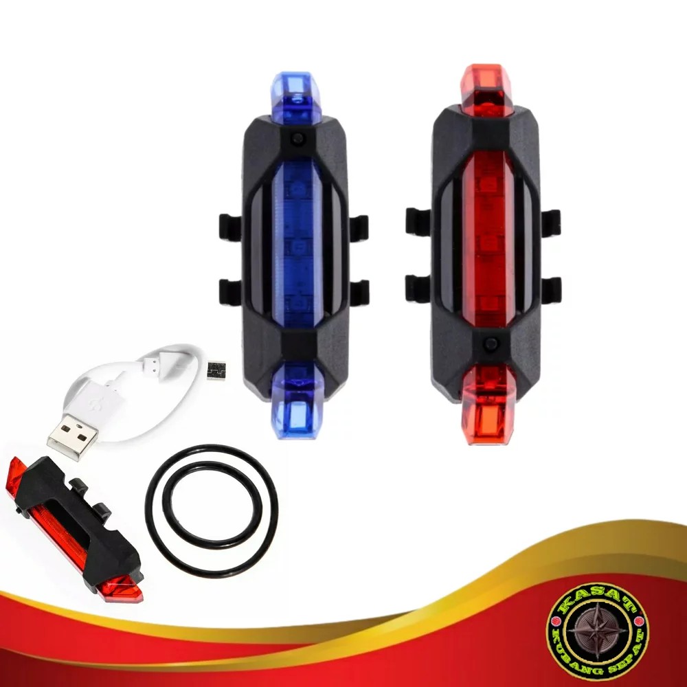 Lampu Belakang Sepeda Gunung 5 LED Rechargeable