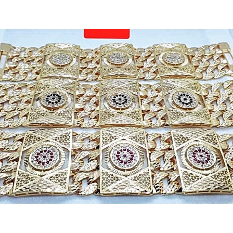 Gelang xuping rante plat besar dengan lapisan emas 18k/24k .