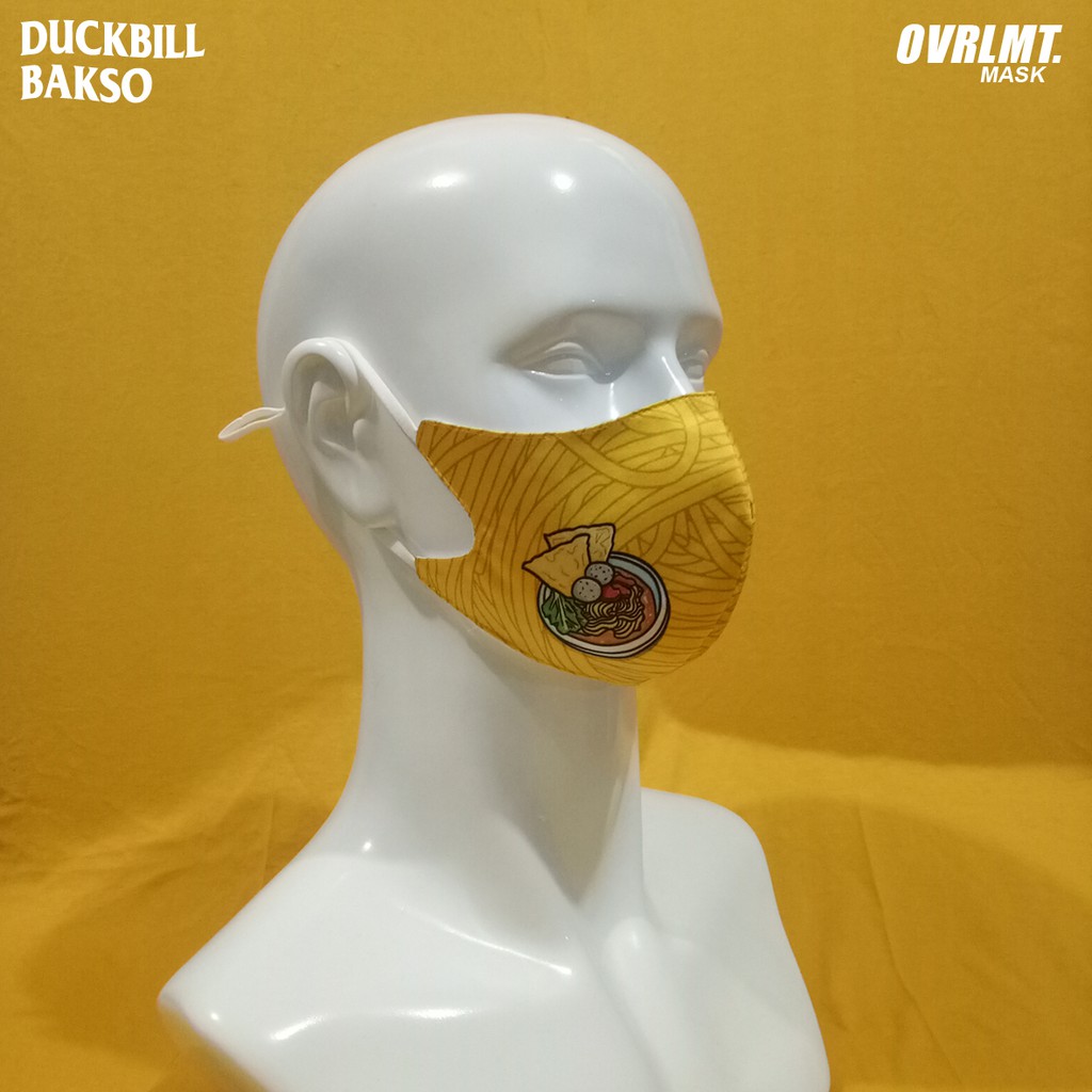 Masker duckbill overlimit Bakso masker Kain Pria Wanita Cowok Cewek hijab Tali Karet Elastis 3 PLY