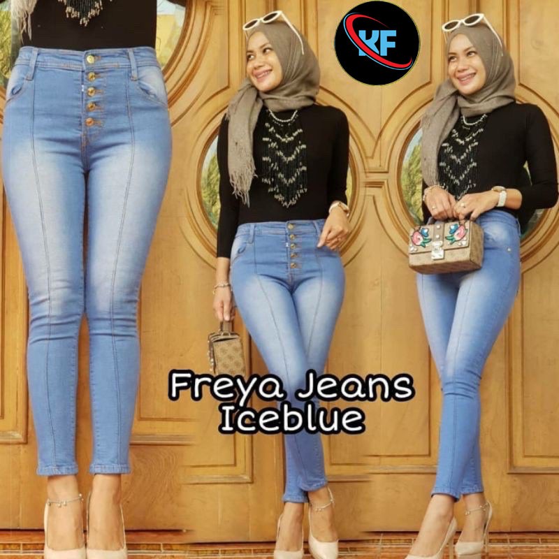 FREYA HIGHWAIST JEANS KANCING 5 TULANG (SAKU DEPAN)