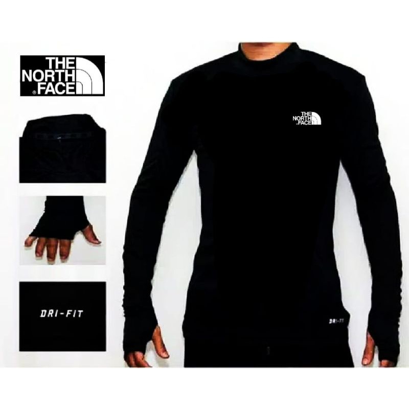 Baselayer TNF dryfit kaos olahraga sepeda manset Lengan Panjang Grosir