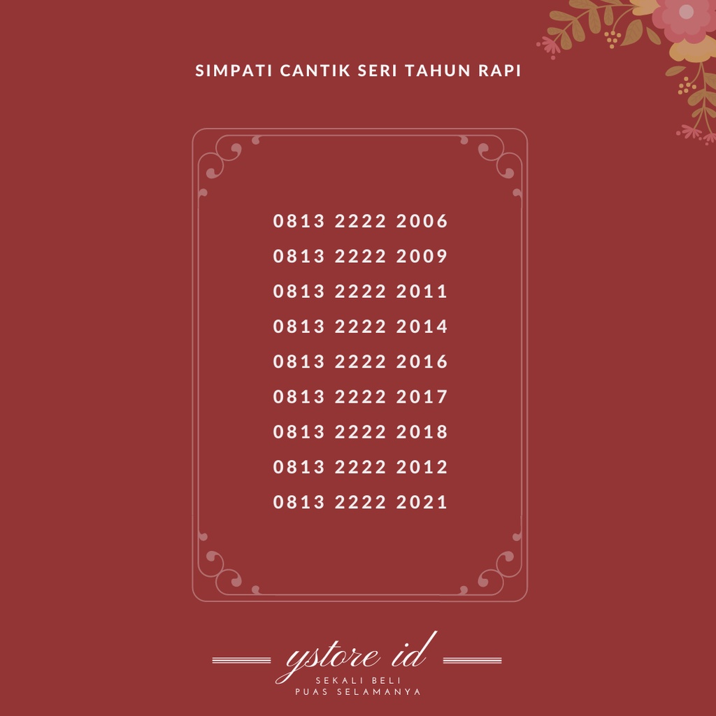 Seri Tahun Rapi | NOMOR CANTIK TELKOMSEL SIMPATI TAHUN LAHIR KARTU PERDANA PRABAYAR NOMER SERI 2006 
