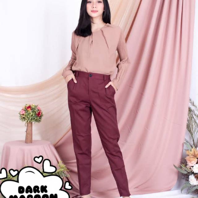 Marimofashions BAGGY  PANTS  Latte beige nude maroon ivory 