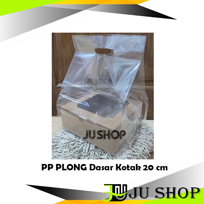 ECERAN PLONG 20x20 cm PP Kresek Bening Dasar Kotak 20 cm Box Cake Dus Dos Tart Kotak bahan Transparan Tebal