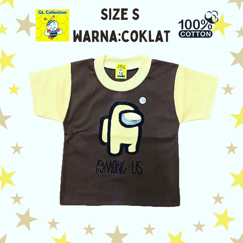 OBRAL! KAOS PENDEK ANAK AMONG US SIZE S ALL SIZE 6-12 BULAN 100%KATUN