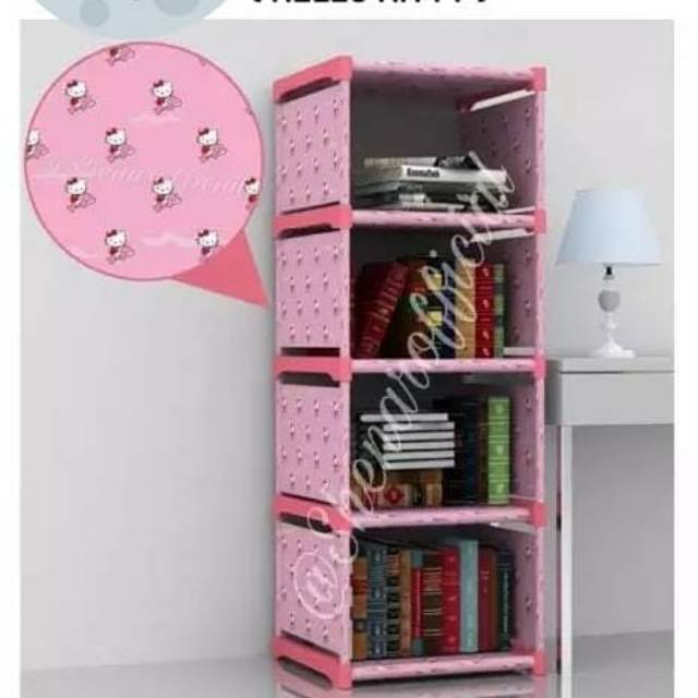 RAK BUKU PORTABLE TRI J RAK BUKU 4 SUSUN BONGKAR PASANG