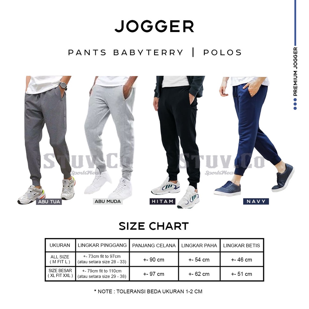 CELANA JOGGER PANTS BABYTERRY SWEATPANTS GYM FITNESS JOGGING LATIHAN OLAHRAGA PRIA WANITA KEREN