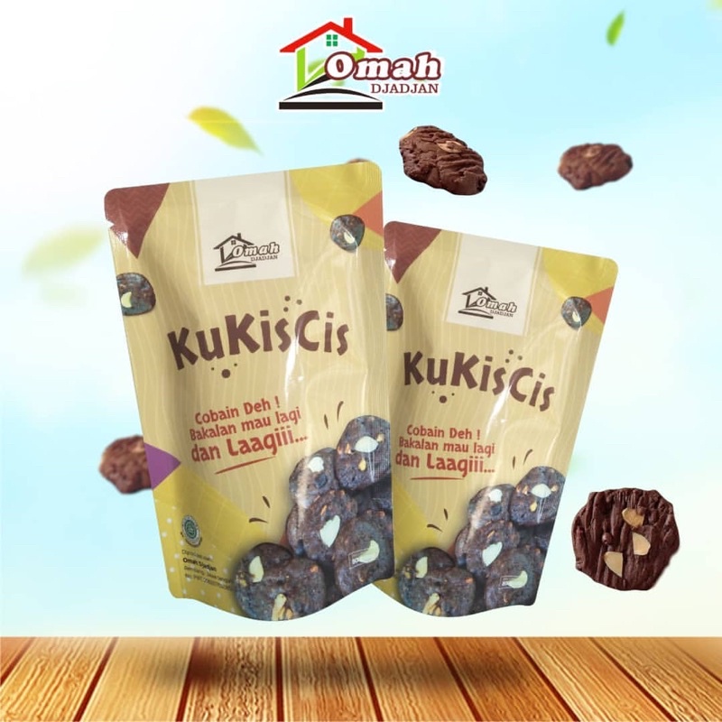 KUKISCIS KUE COKLAT KERING COOKIES CEMILAN BROWNIES COKLAT KERING TOPPING ALMOND 80 GRAM