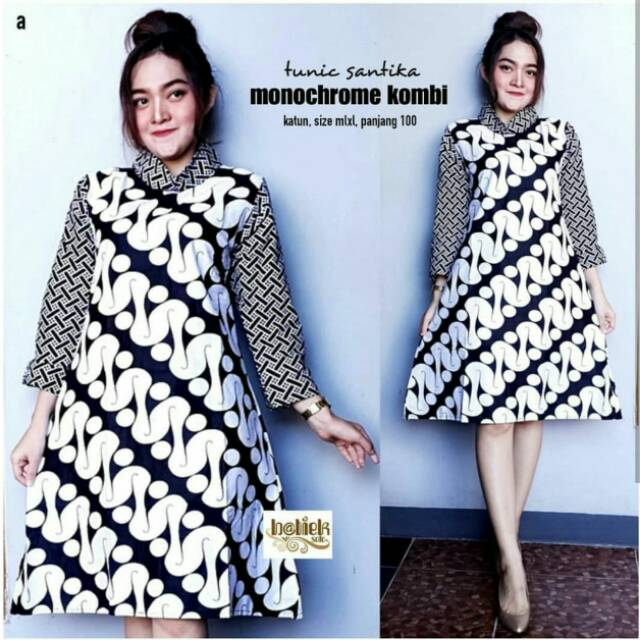 Baju batik wanita tunik dres