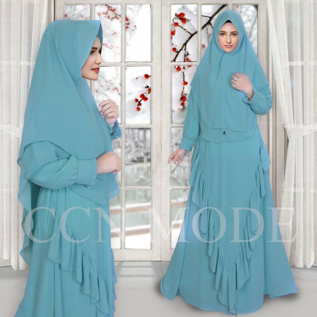 Gamis syari biru muda