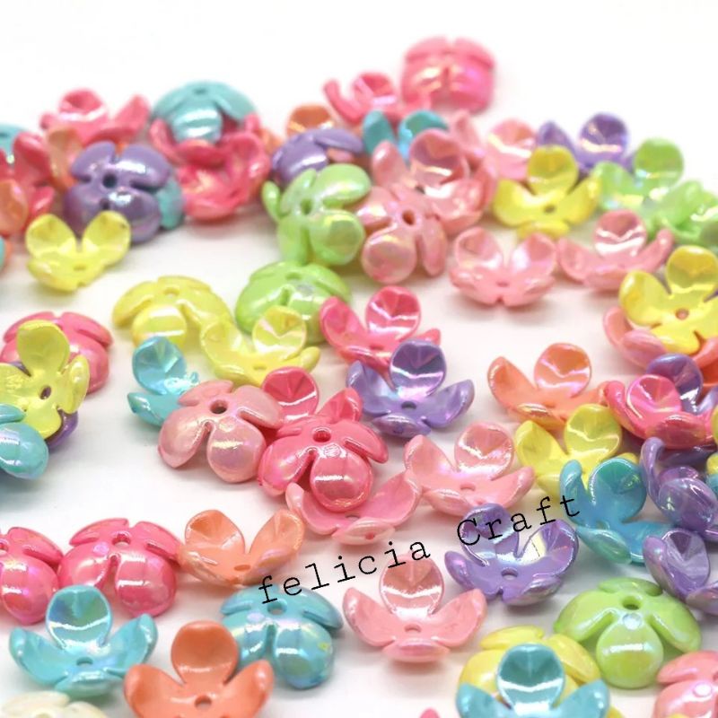 Manik kelopak bunga Clover dof pastel AB [pilih warna]