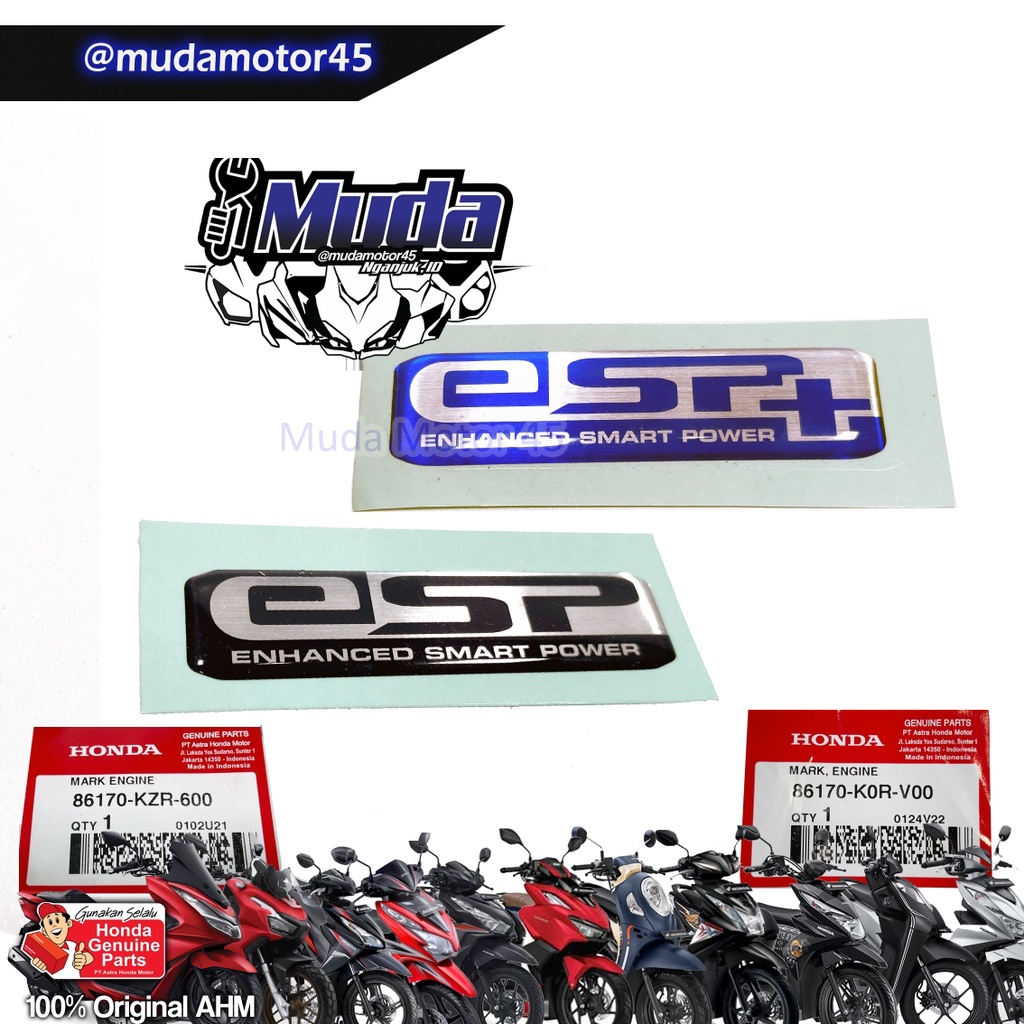 STICKER ESP ESP+ PLUS ADV PCX 160 MARK ENGINE 86170-KZR-600-K0R-V00 EMBLEM LOGO STIKER VARIO BEAT SC