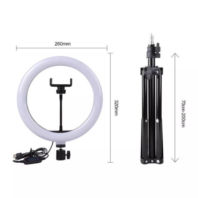 RING LIGHT 26 CM INCLUDE PHONE HOLDER + TRIPOD