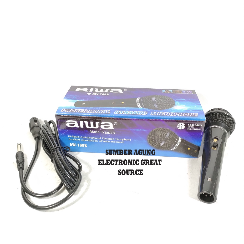 Aiwa Mic AW108B AW108 Mik Kabel Professional Dynamic Microphone