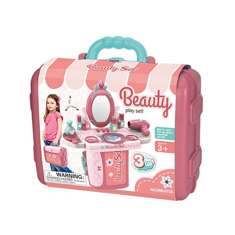 mwn.toys 3IN1 Beauty Playset Mainan Make up Dandan Salon No 008-973