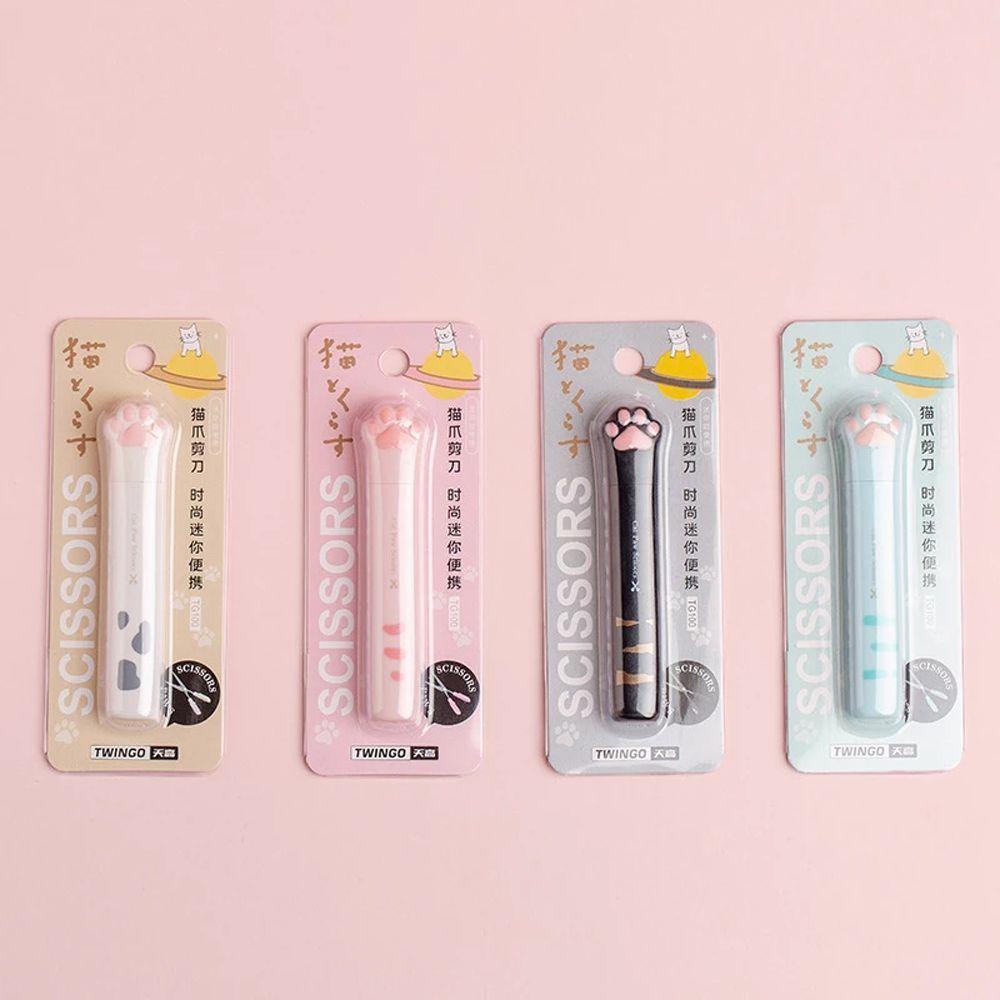 Quinton Gunting Kaki Kucing Perlengkapan Sekolah Alat Tulis Portable Gadis Hadiah Kawaii Novelty Stainless Steel
