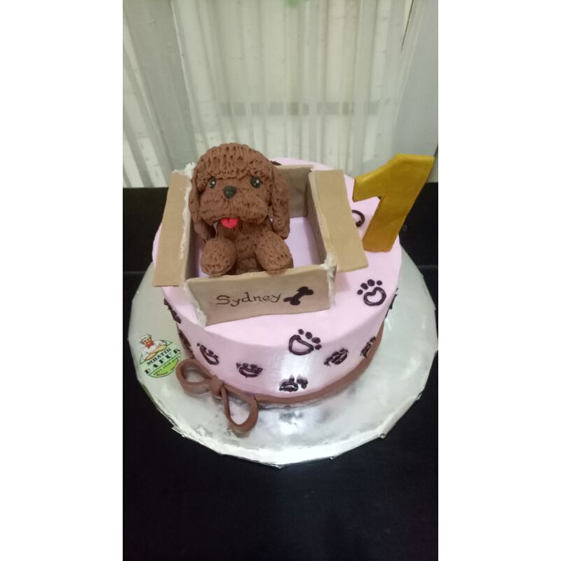 

kue tart ultah ulang tahun custom karakter anjing kucing fondant kota malang