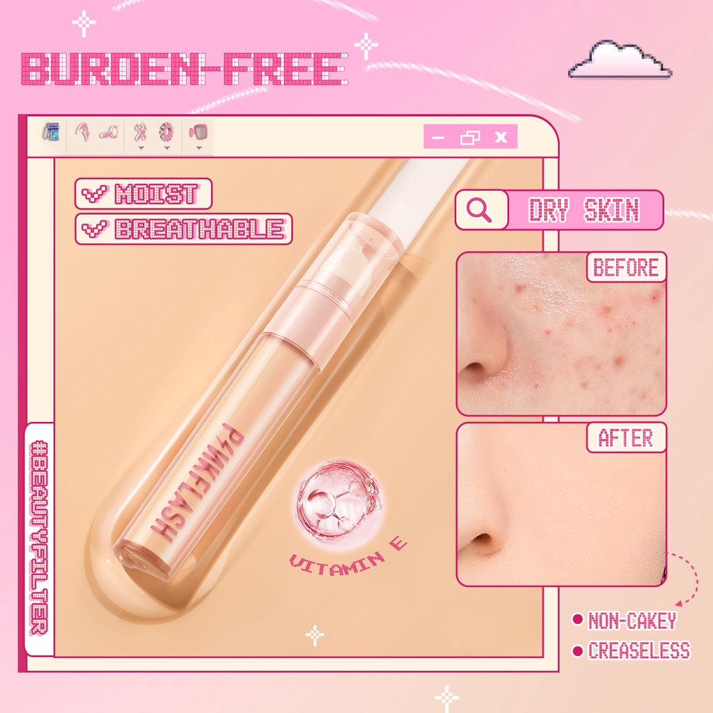 PINKFLASH Double Head Liquid Concealer HD Flawless Burden-free With Sponge Brush Tool Long-Wear Non-cakey Color Corrector