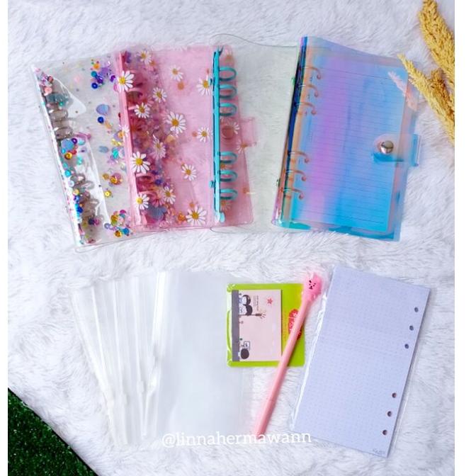 

㊤ Paket binder sinking fund / binder A6 / binder sequin binder daisy binder polos binder hologram / ziplock / zipper pocket NEW PRODUCT 3080 ⁂