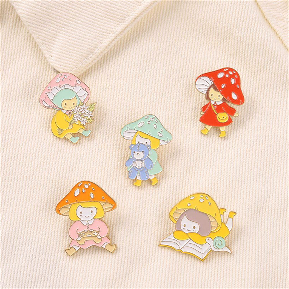 R-bunga Enamel Pin Wanita Perhiasan Hadiah Pakaian Kartun Paduan Kerah Pin Bros