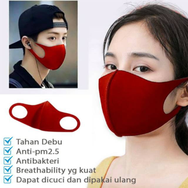 grosir  masker kekinian fashion korea lusinan warna polos 12 pcs