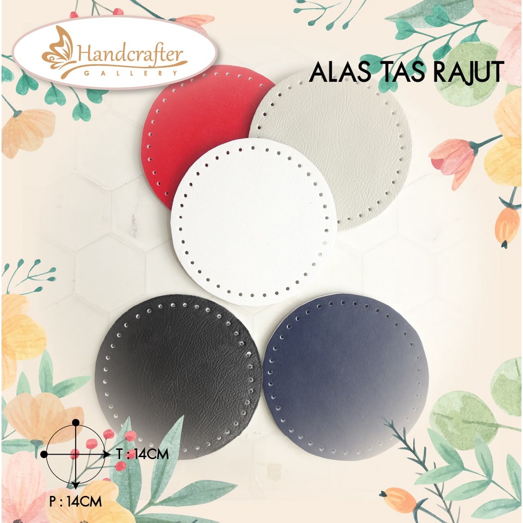 Alas tas bahan kulit sintetis (PU) tebal, alas tas bulat diameter 14cm, alas tas persegi panjang 25x