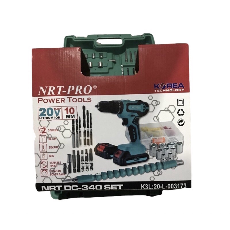 MESIN BOR BESI BETON KAYU BATERAI NRT- PRO CORDLESS DRILL 20V