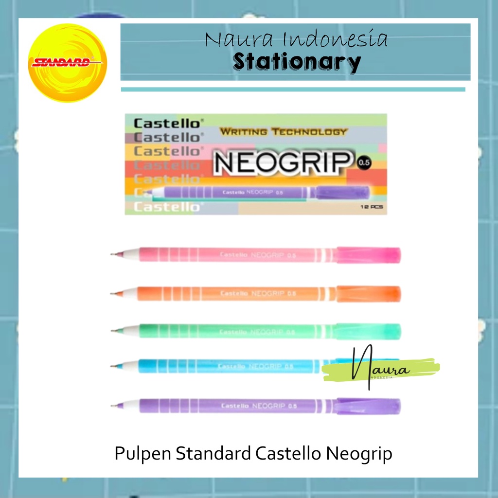 

[1 PACK] Pen Castello NEOGRIP | Pulpen Castello | Pulpen Standard (12Pcs)