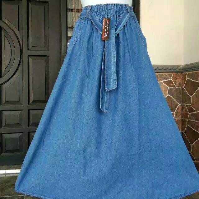 Rok Jeans / Rok Vita Jumbo Panjang (BB 50-80 Kg / All Size Dewasa)