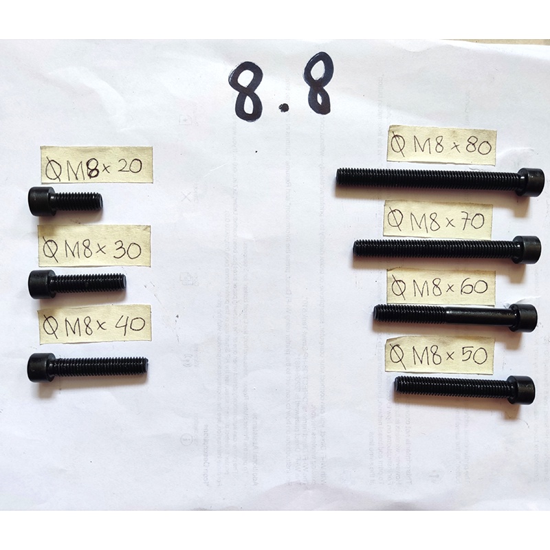 BAUT L BAJA HITAM 8.8/Ring Pir M10/Ring Plat M10/Baut Baja M10 M10x20 M10x30 M10x40 M10x50 M10x60 M1