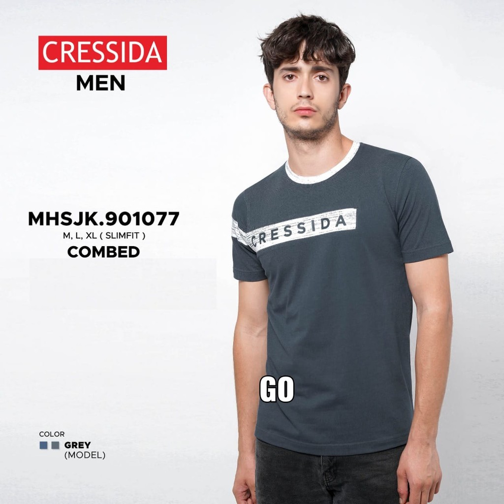 gof CRESSIDA KAOS Pakaian Pria Atasan Kaos Oblong Casual Santai Slimfit Lengan Pendek Original Brand