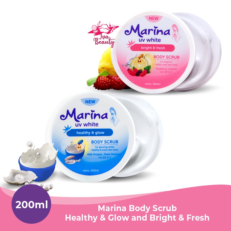 Marina Body Scrub BPOM / Marina UV White Lulur / Lulur Marina / Body Secrub Marina POT 200ml