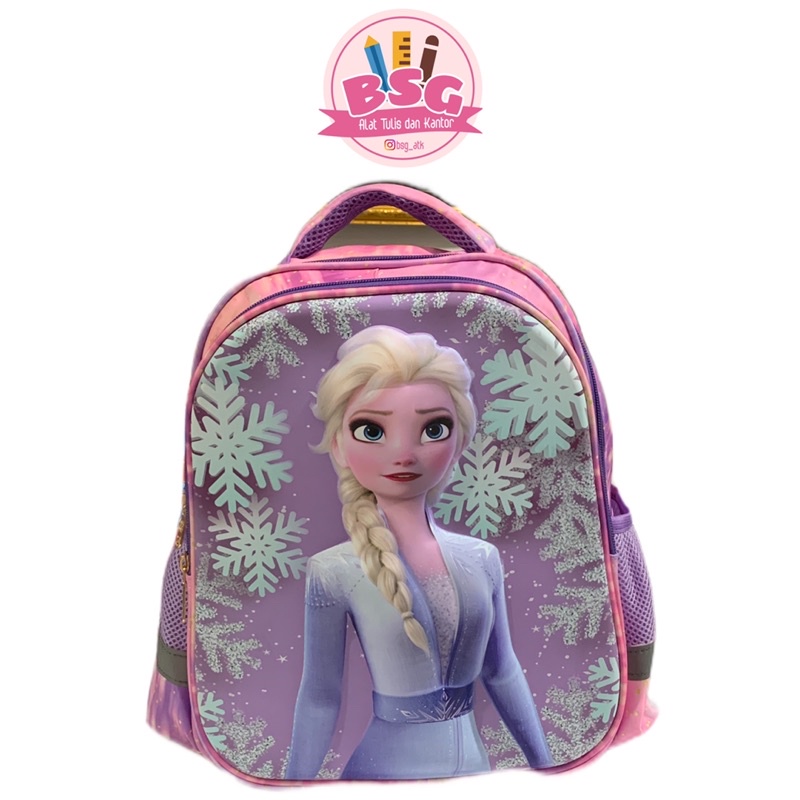Tas sekolah anak perempuan tk sd warna pink ungu import bagian depan timbul