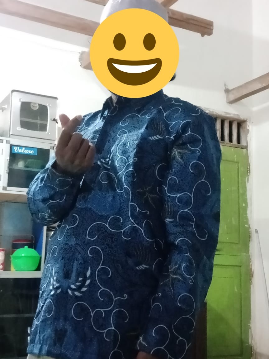 Rakabuming Biru Kemeja Batik Pria Katun Sragenan Full Furing