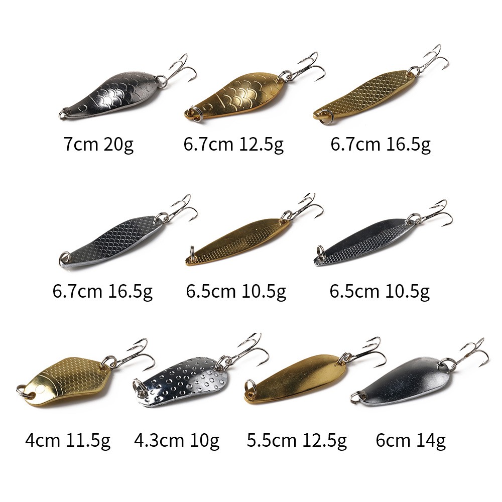 HENGJIA Umpan spoon sequins pancing metal payet fishing lure Metal swimbait kail hook fishing tackle 10g-20g