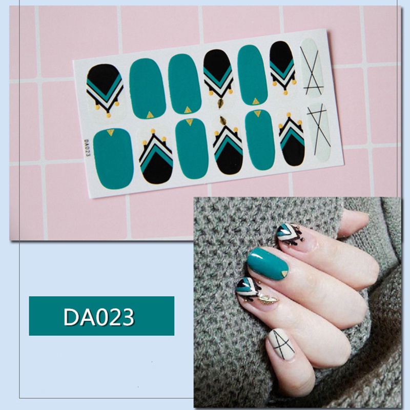 Da021-040 14 Pcs / Lembar Stiker Kuku Palsu 3d Bronzing Untuk Nail Art Diy