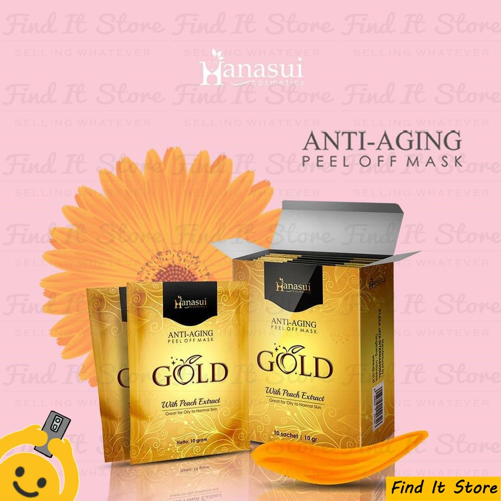 Hanasui Gold Mask Masker Anti Aging Peel Off Mask With Peach Extract Sachet Masker Emas