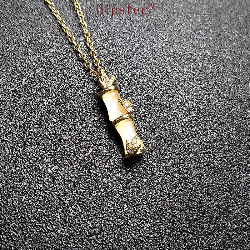 Hot Sale Retro Characteristic Personality 24K Gold Bamboo Necklace Pendant