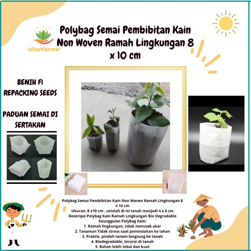 Polybag Semai Pembibitan Kain Non Woven Ramah Lingkungan 8 x 10 cm