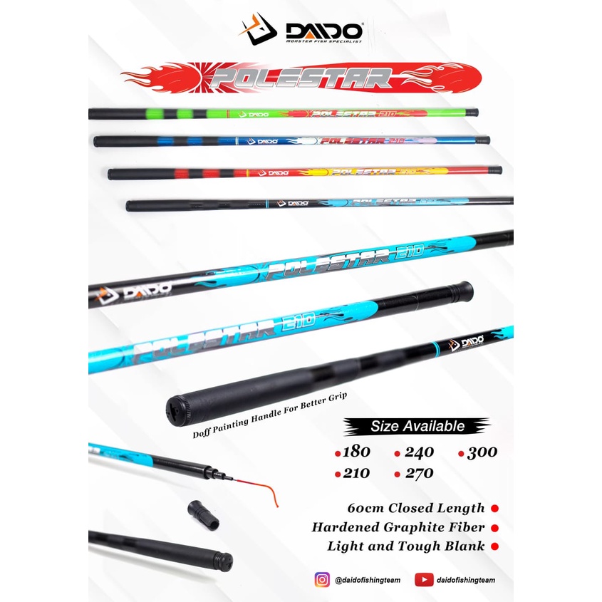 Joran Tegek Fiber Daido Pole Star Panjang 180,210 Dan 240cm