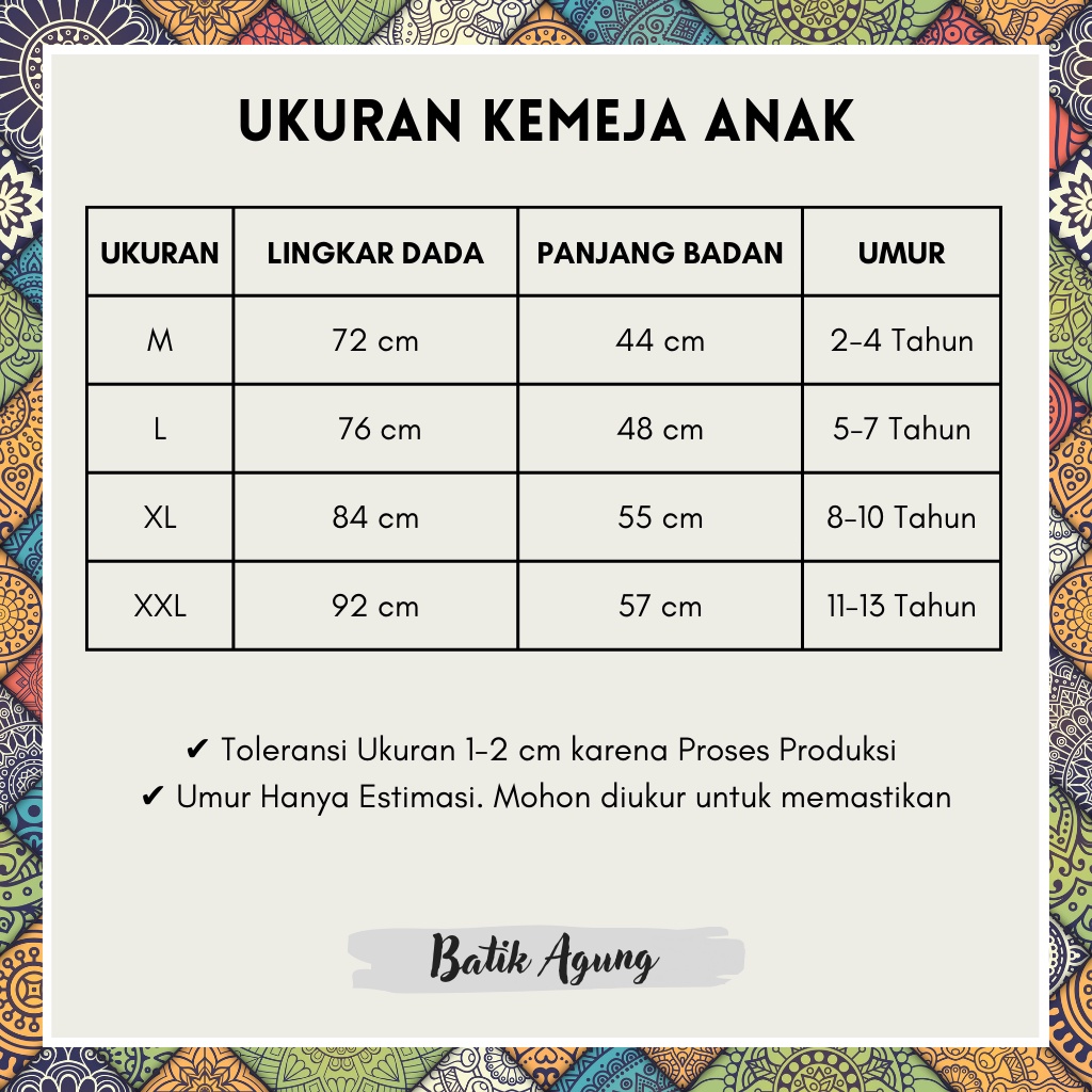 Baju Kemeja Batik Anak Lengan Panjang Laki Laki Cowok Cowo Murah Umur 2-13 Tahun Modern Terbaru 2023