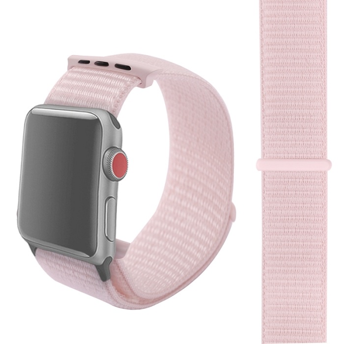 Tali Jam Apple Watch Woven Nylon Strap Band 42mm 44mm Series 1 2 3 4 5 - Pearl Pink