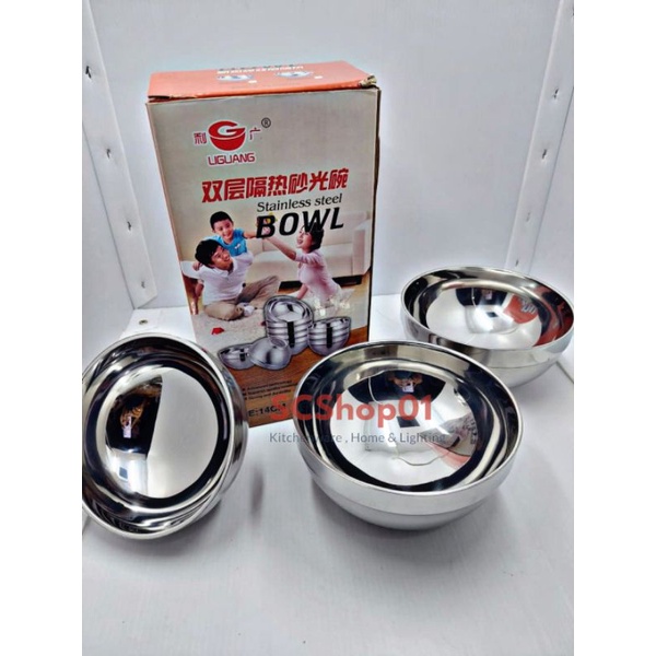 Mangkok korea stainless Tebal / Mangkok dua lapis anti panas